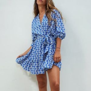 NEW Zara Blue Printed Mini Dress